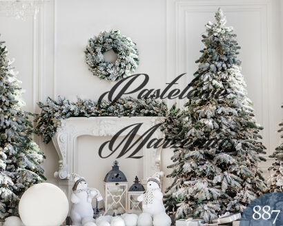 Photographic backdrop for Christmas showing white interior t_887