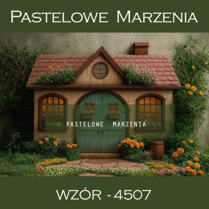 Tło fotograficzne wiosenne z domkiem t_4507