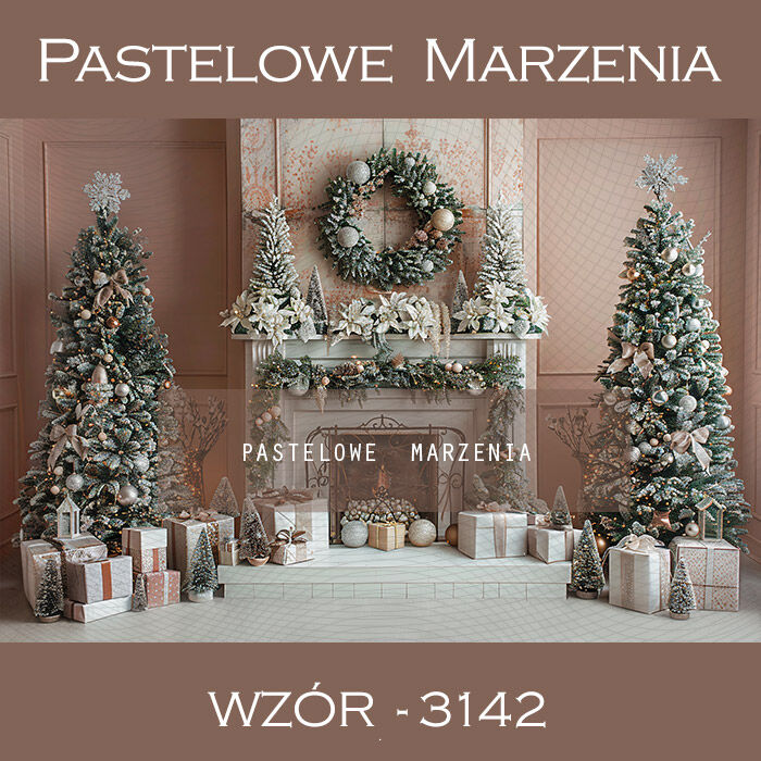 Photographic backdrop for Christmas with brown fireplace t_3142