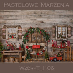 Tło fotograficzne na Boże Narodzenie z drzwiami i oknem t_1106
