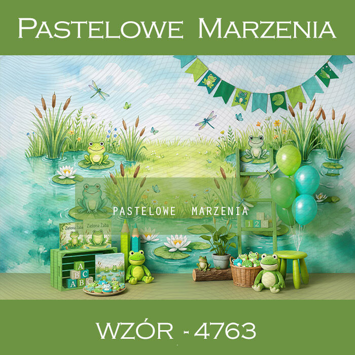 Tło fotograficzne przedszkolne z żabami t_4763
