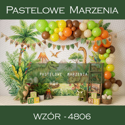 Birthday photographic background with dinosaurs t_4806