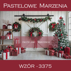 Photographic backdrop for Christmas with Christmas tree and doors t_3375