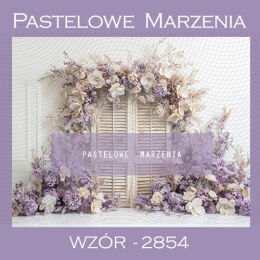 Fabric photographic backdrop from the Doors category, white and purple flowers