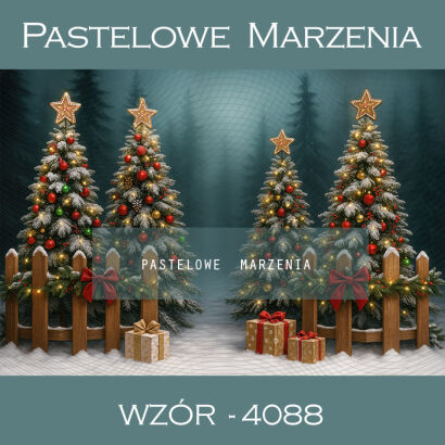Tło fotograficzne na Boże Narodzenie z choinkami t_4088