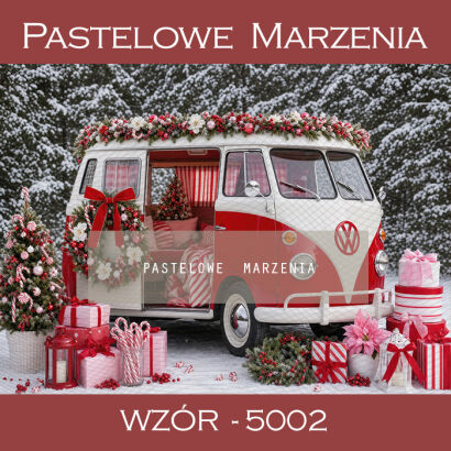 Christmas photographic backdrop with car t_5002