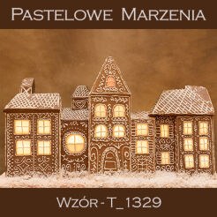 Photographic backdrop for Christmas with gingerbread cottages t_1329