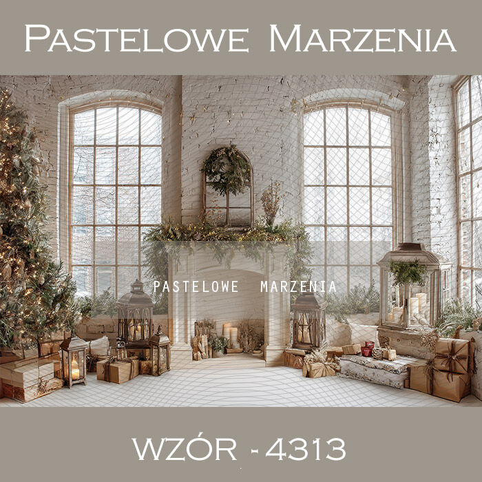Tło fotograficzne na Boże Narodzenie z kominkiem t_4313