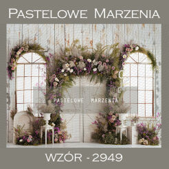 Photographic backdrop with doors, flowers t_2949