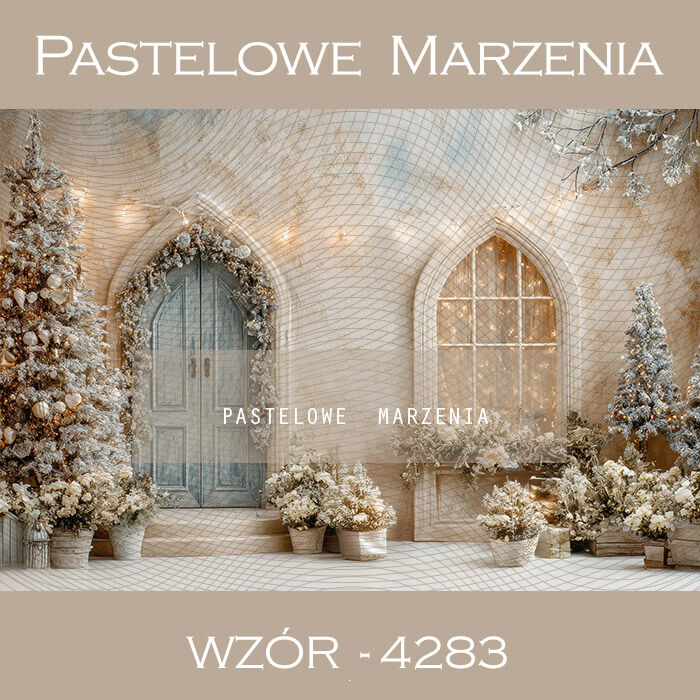 Tło fotograficzne na Boże Narodzenie z drzwiami t_4283