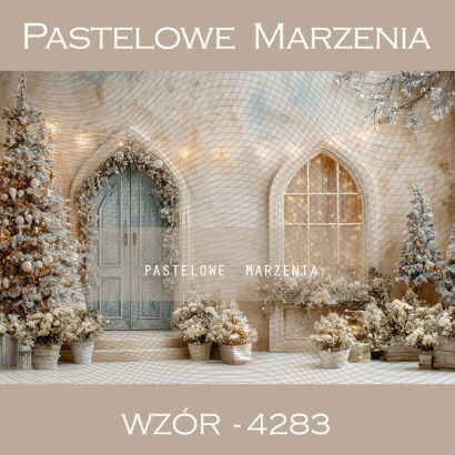 Tło fotograficzne na Boże Narodzenie z drzwiami t_4283