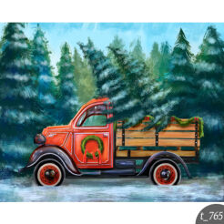 Photographic backdrop for Christmas with red truck t_765