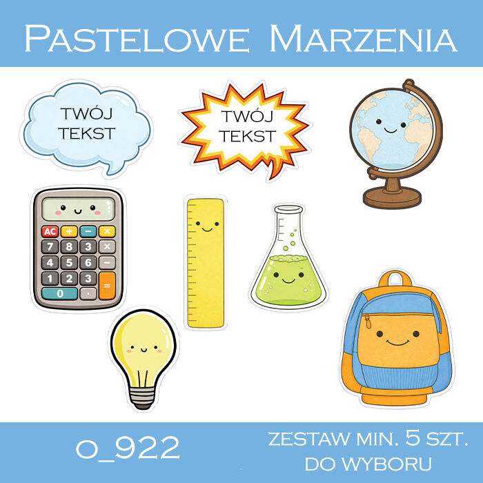 Dodatki szkolne - komplet minimum 5 sztuk