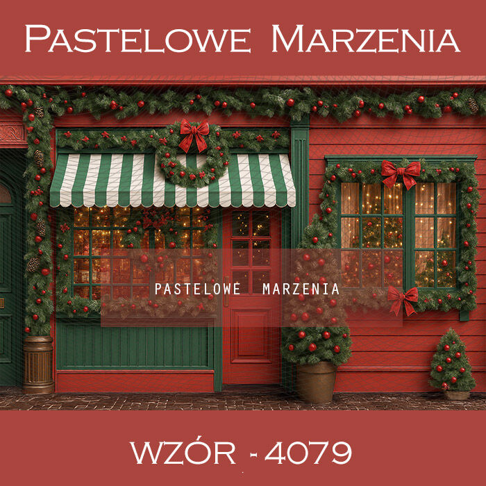 Photographic backdrop for Christmas with a shop t_4079