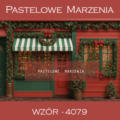 Tło fotograficzne na Boże Narodzenie ze sklepikiem t_4079