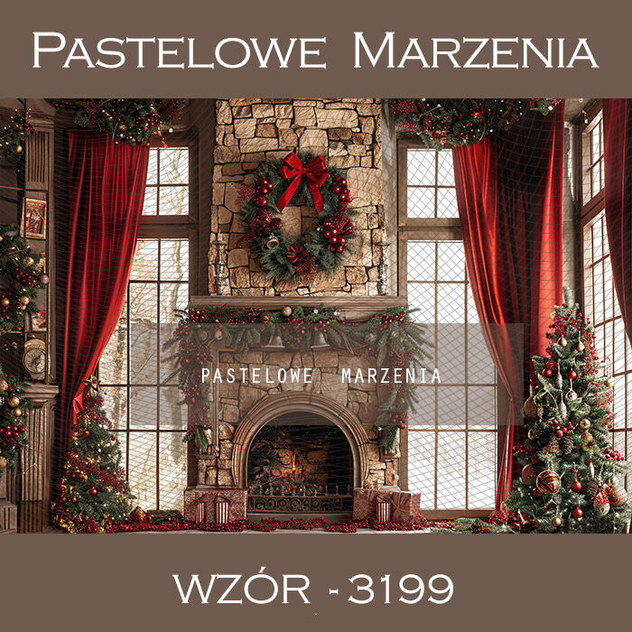 Photographic backdrop for Christmas with fireplace t_3199