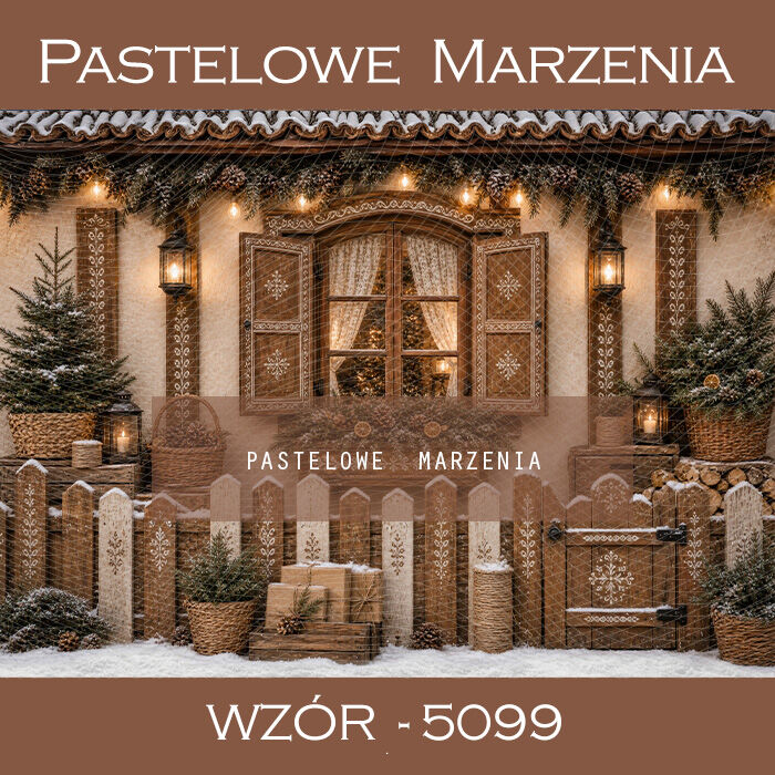 Christmas photographic background with a house t_5099
