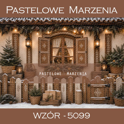 Christmas photographic background with a house t_5099