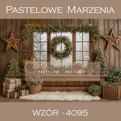 Tło fotograficzne na Boże Narodzenie z oknem t_4095