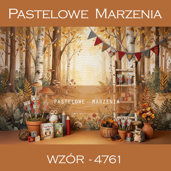 Tło fotograficzne przedszkolne z lasem t_4761