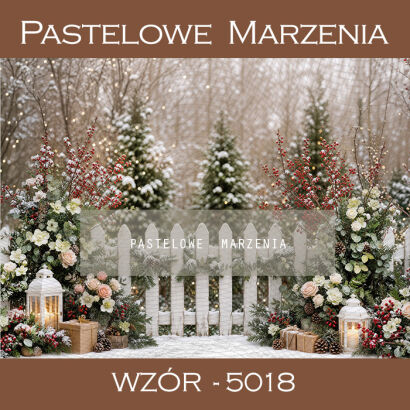 Christmas photographic backdrop with fence t_5018