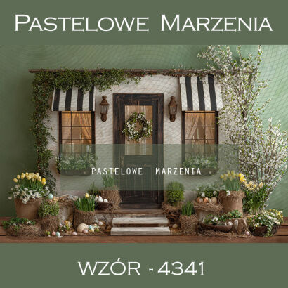 Spring photographic background with a house t_4341