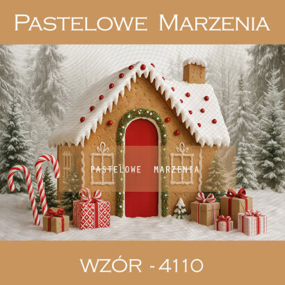 Tło fotograficzne na Boże Narodzenie z domkiem t_4110