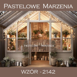 Photographic backdrop for Christmas with white greenhouse t_2142
