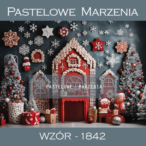 Photographic backdrop for Christmas with cottages t_1842