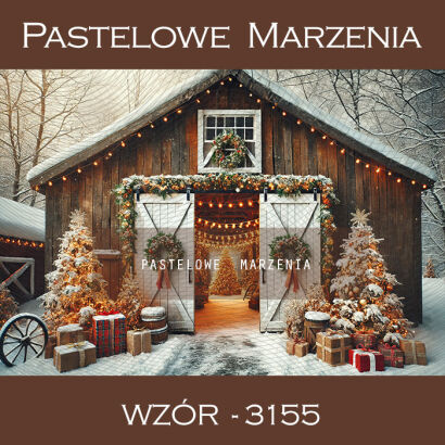 Photographic backdrop for Christmas with cottage t_3155