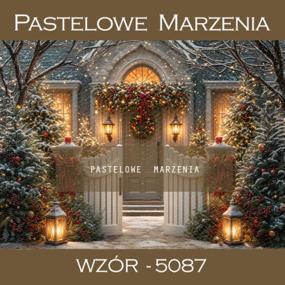 Christmas Photography Backdrop with a Little House t_5087