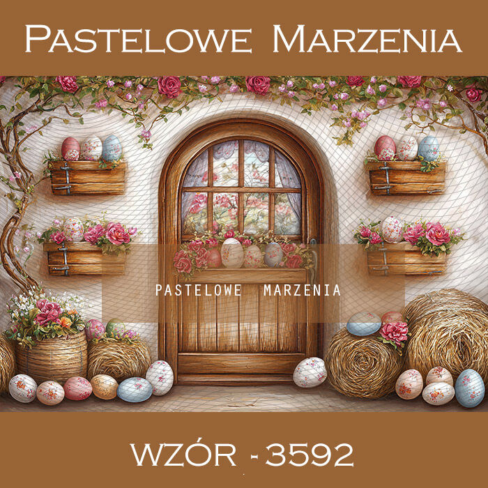 Photographic backdrop for Easter with doors and easter eggs t_3592