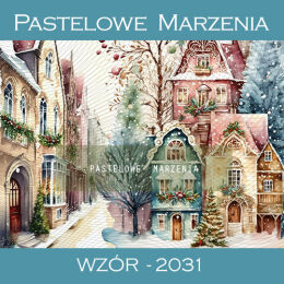 Photographic backdrop for Christmas with colorful town t_2031