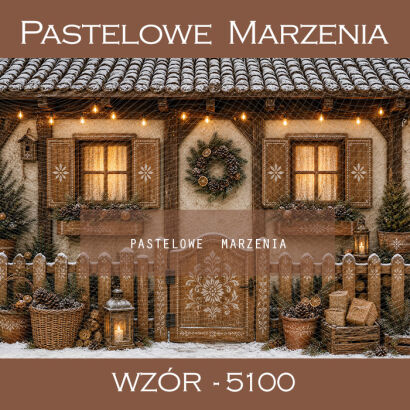 Christmas photographic background with a house t_5100