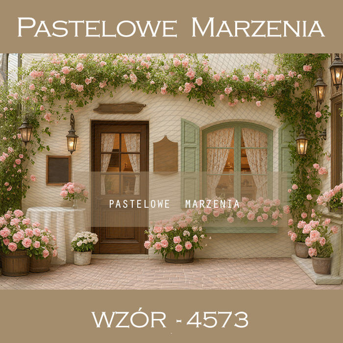 Tło fotograficzne wiosenne ze sklepikiem t_4573