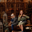Fabric photo background from the Christmas category. Sample implementation with children.