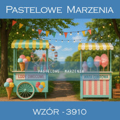 Photographic summer backdrop with ice cream and candy floss t_3910
