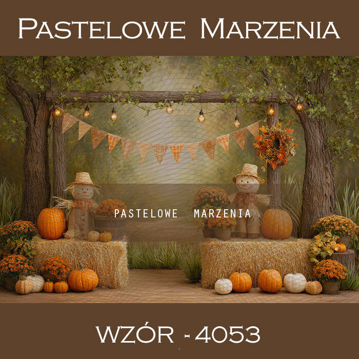 Photographic autumn backdrop with scarecrow t_4053