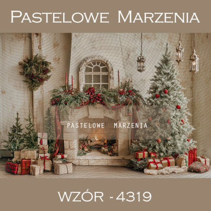 Tło fotograficzne na Boże Narodzenie z kominkiem t_4319