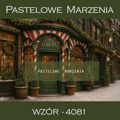 Tło fotograficzne na Boże Narodzenie ze sklepikiem t_4081