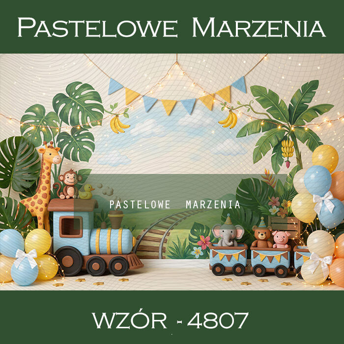 Tło fotograficzne urodzinowe z pociągiem t_4807