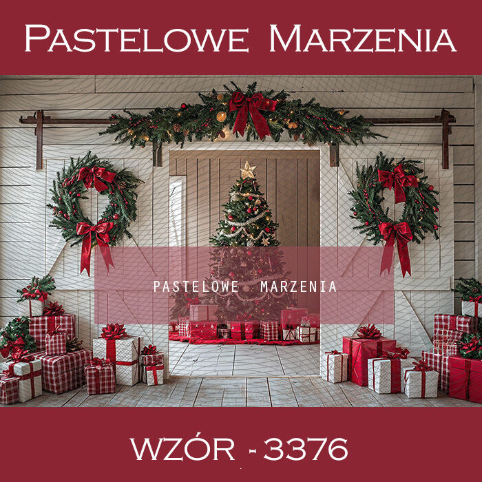 Photographic backdrop for Christmas with Christmas tree and doors t_3376