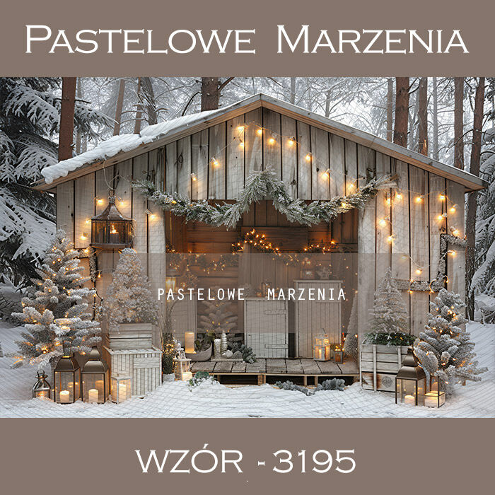 Photographic backdrop for Christmas with cottage t_3195