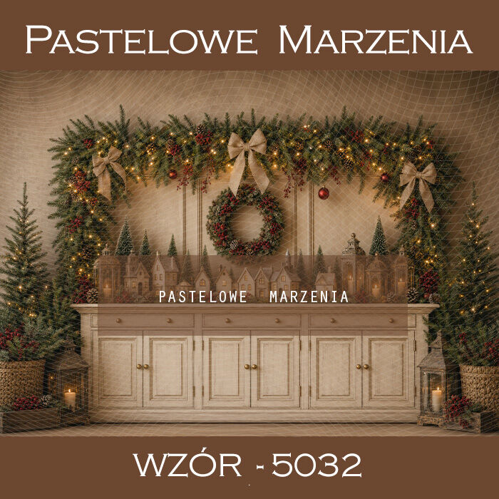 Christmas photographic backdrop with a dresser t_5032