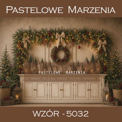 Christmas photographic backdrop with a dresser t_5032