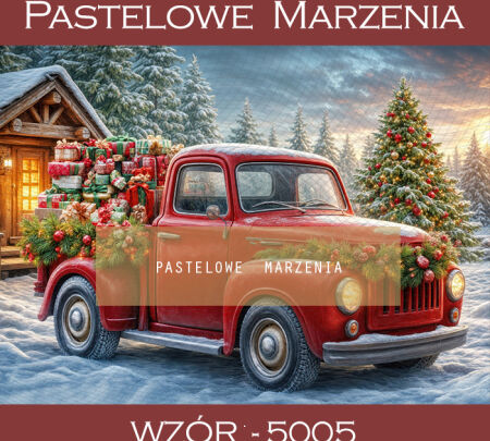 Christmas photographic backdrop with car t_5005