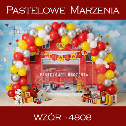 Birthday photographic background with fire brigade t_4808