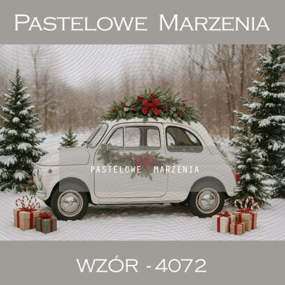 Tło fotograficzne na Boże Narodzenie z autem t_4072