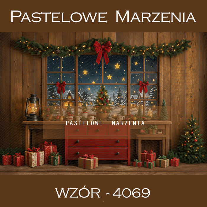 Photographic backdrop for Christmas with window t_4069