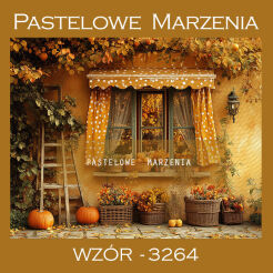 Photographic autumn backdrop with yellow window t_3264